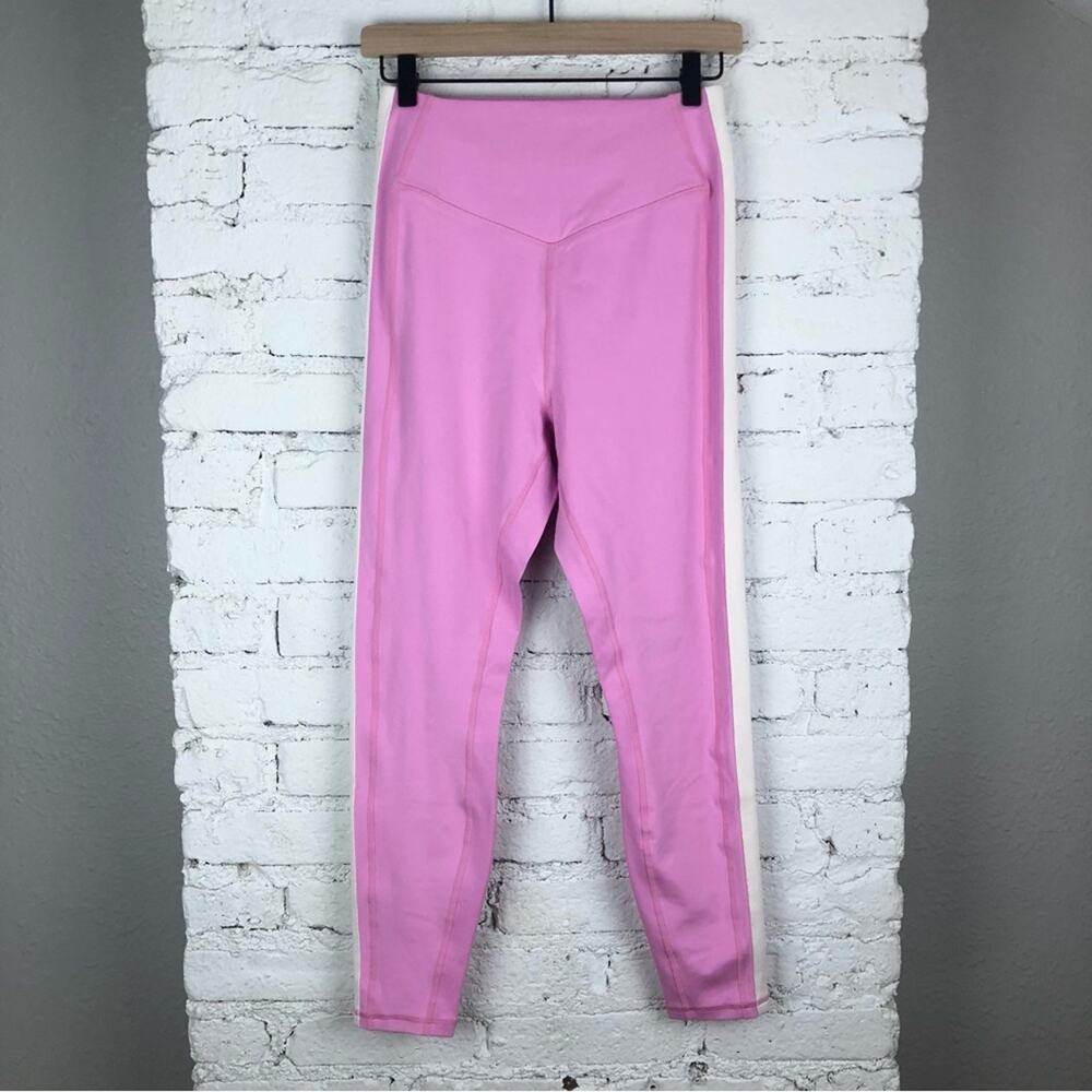 Spiritual Gangster High Waisted Pink White Stripe Leggings